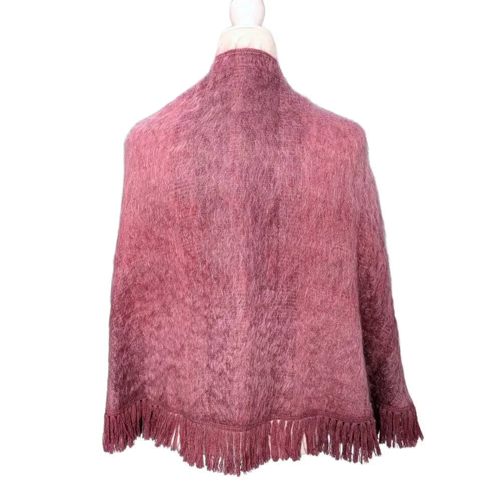 Cool Pink Mohair Wool Cape Poncho - Size Small - Picture 4 of 7